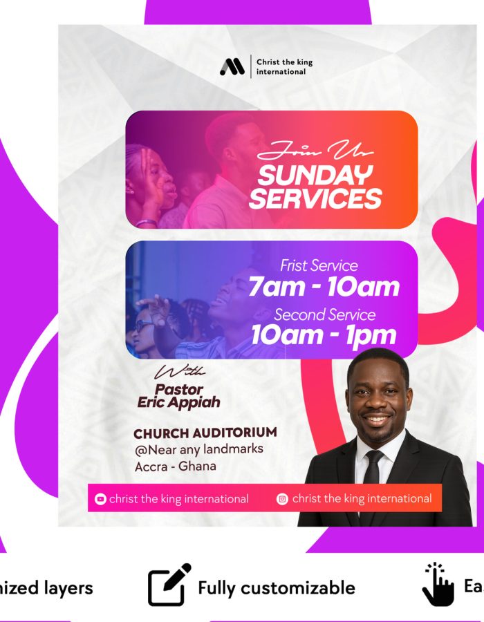 sunday services free church flyer psd template_cover